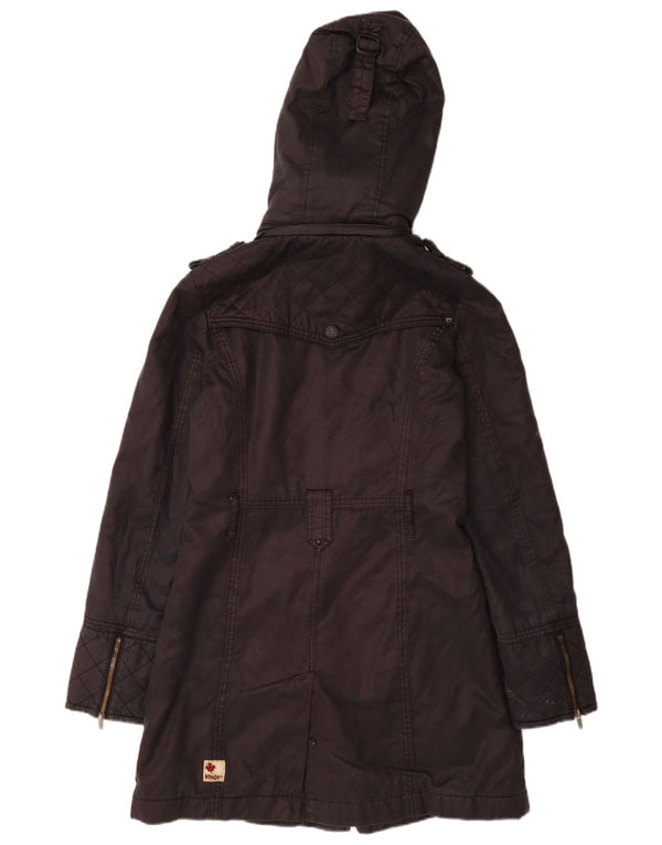 KHUJO Chaqueta Parka Militar con Capucha para Mujer UK 40 Mediana Algodón Negro