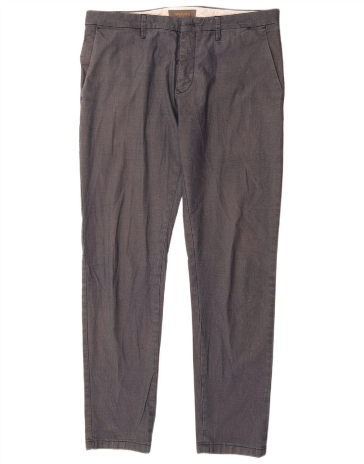 SIVIGLIA Pantalón chino recto para hombre W35 L32 Algodón azul marino