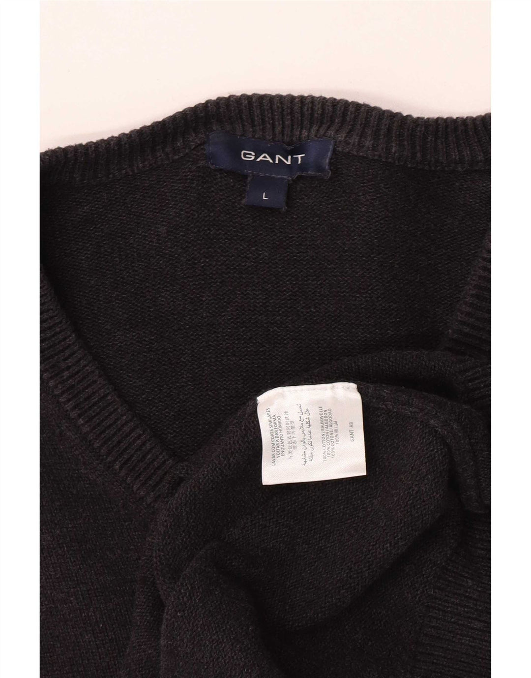 Gant Jersey con cuello en V para hombre, talla grande, algodón gris
