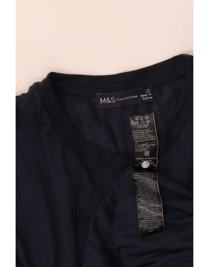 Marks & Spencer Top para mujer de manga larga UK 40 Medio azul marino Poliéster