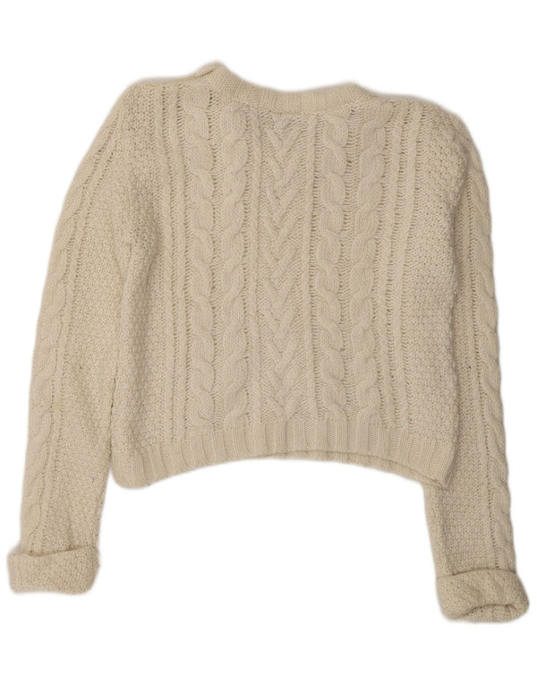 Topshop Suéter Corto con Cuello Redondo para Mujer UK 10 Small Off White