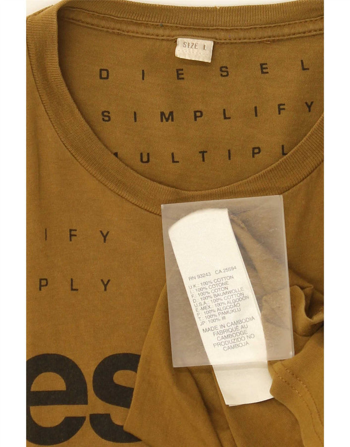 Diesel Hombre Camiseta Gráfica Top Grande Algodón Marrón