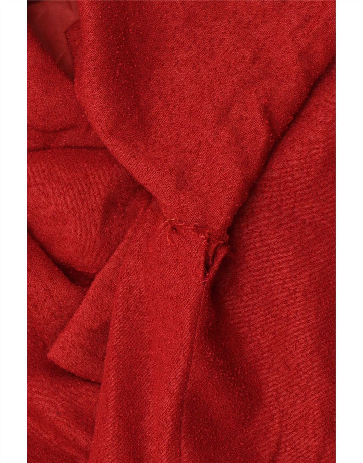 Vintage mujer manga larga A-Line vestido Reino Unido 12 rojo medio