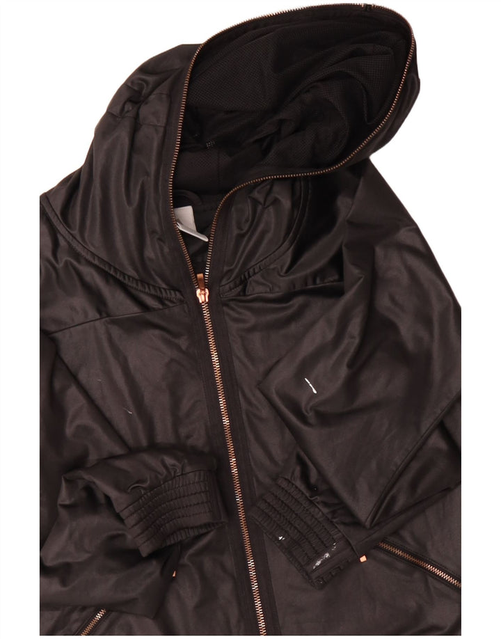 ADIDAS Chaqueta impermeable con capucha para mujer UK 10 Small Poliéster negro