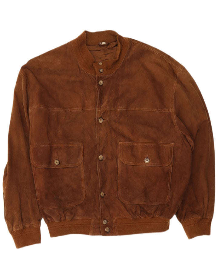 Vintage hombres ante bomber chaqueta Reino Unido 42 XL marrón