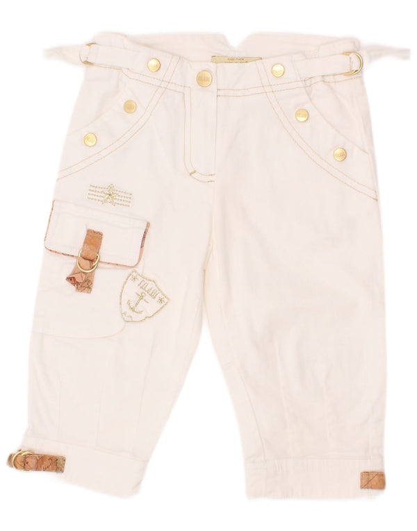 ALVIERO MARTINI Pantalón capri cargo para niña 3-4 años W20 L10 Algodón blanco