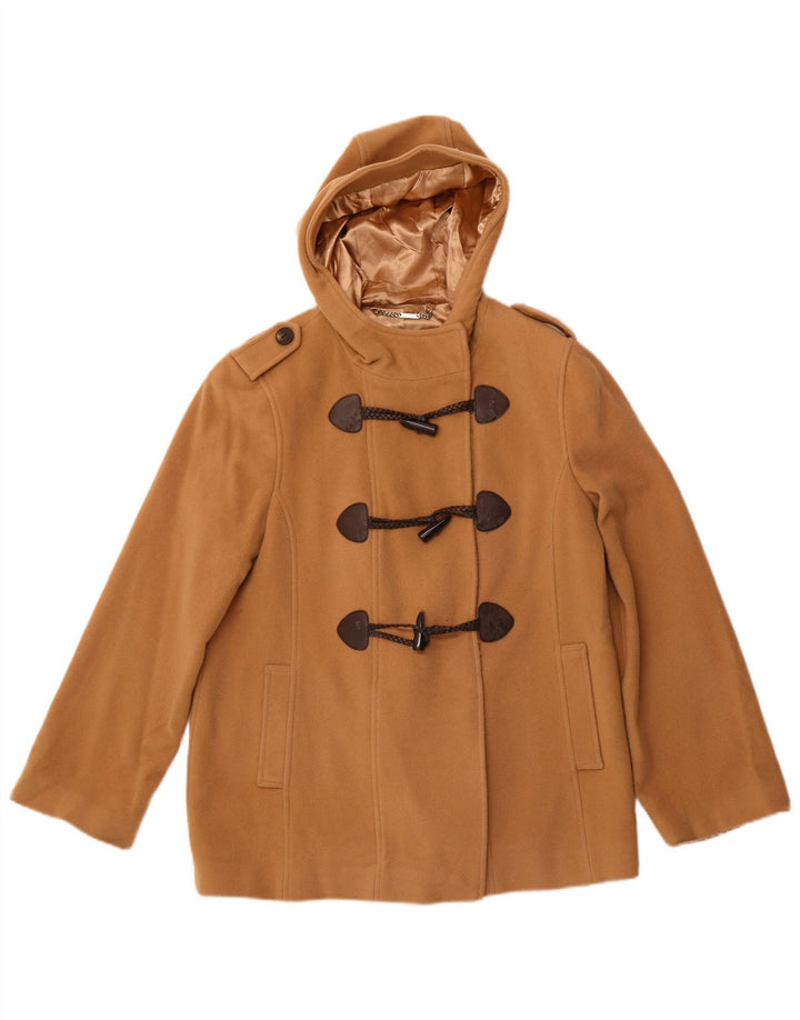 LAURA ASHLEY Chaqueta militar con capucha para mujer UK 40 Lana marrón grande