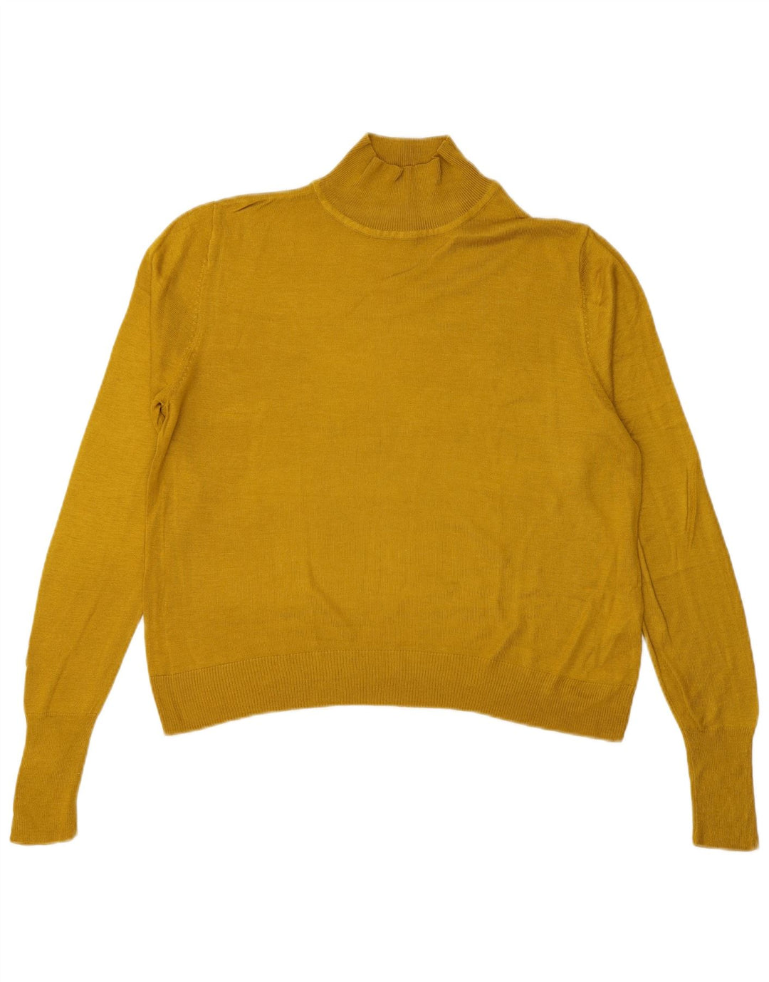 Zara Mujer Oversize Cuello Alto Jersey Jersey UK 10 Small Viscosa Amarilla