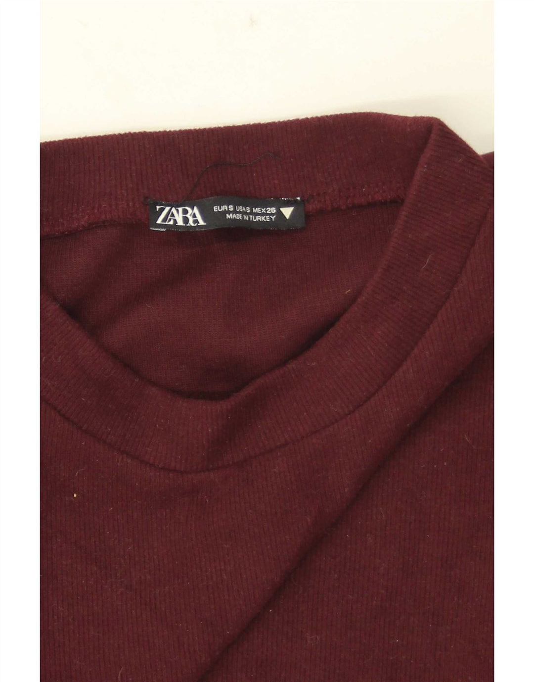 Zara Mujer Blusa Corta Top UK 8 Small Borgoña