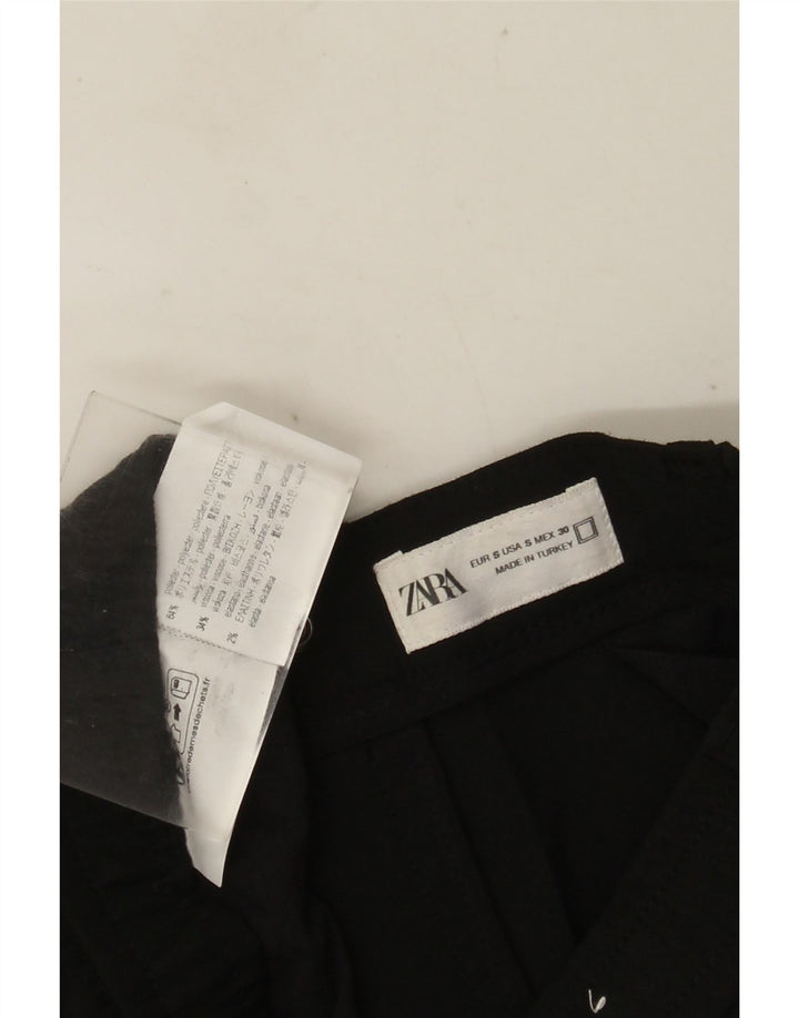 Zara Mens Slim Chino Pantalones Pequeño W30 L29 Poliéster Negro