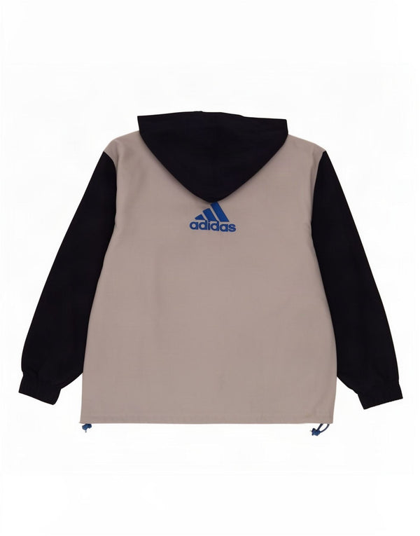 Adidas Boys Hooded Tracksuit Top Jacket 15-16 Years Grey Colourblock
