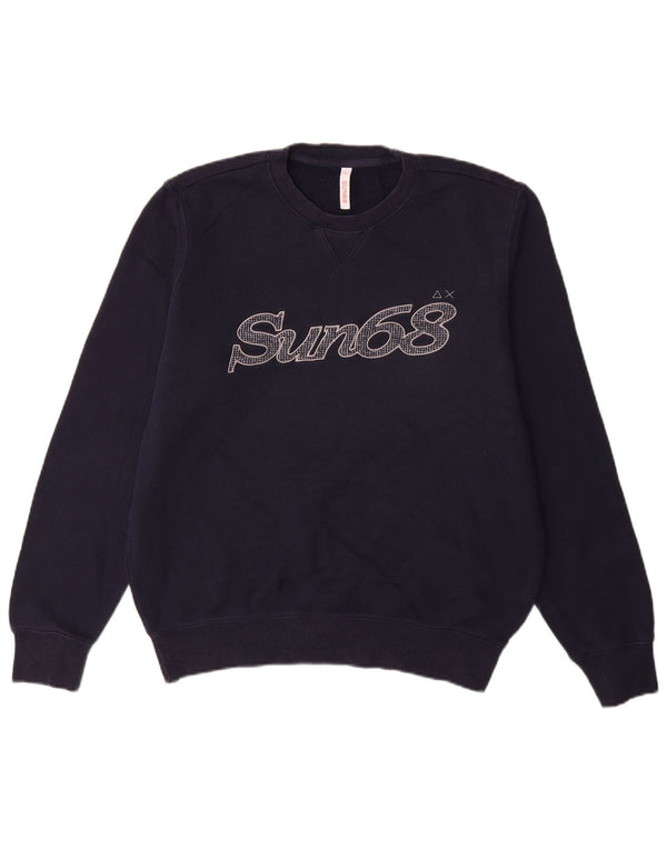 Sun68 Hombre Sudadera Gráfica Jumper Medium Azul Marino Algodón