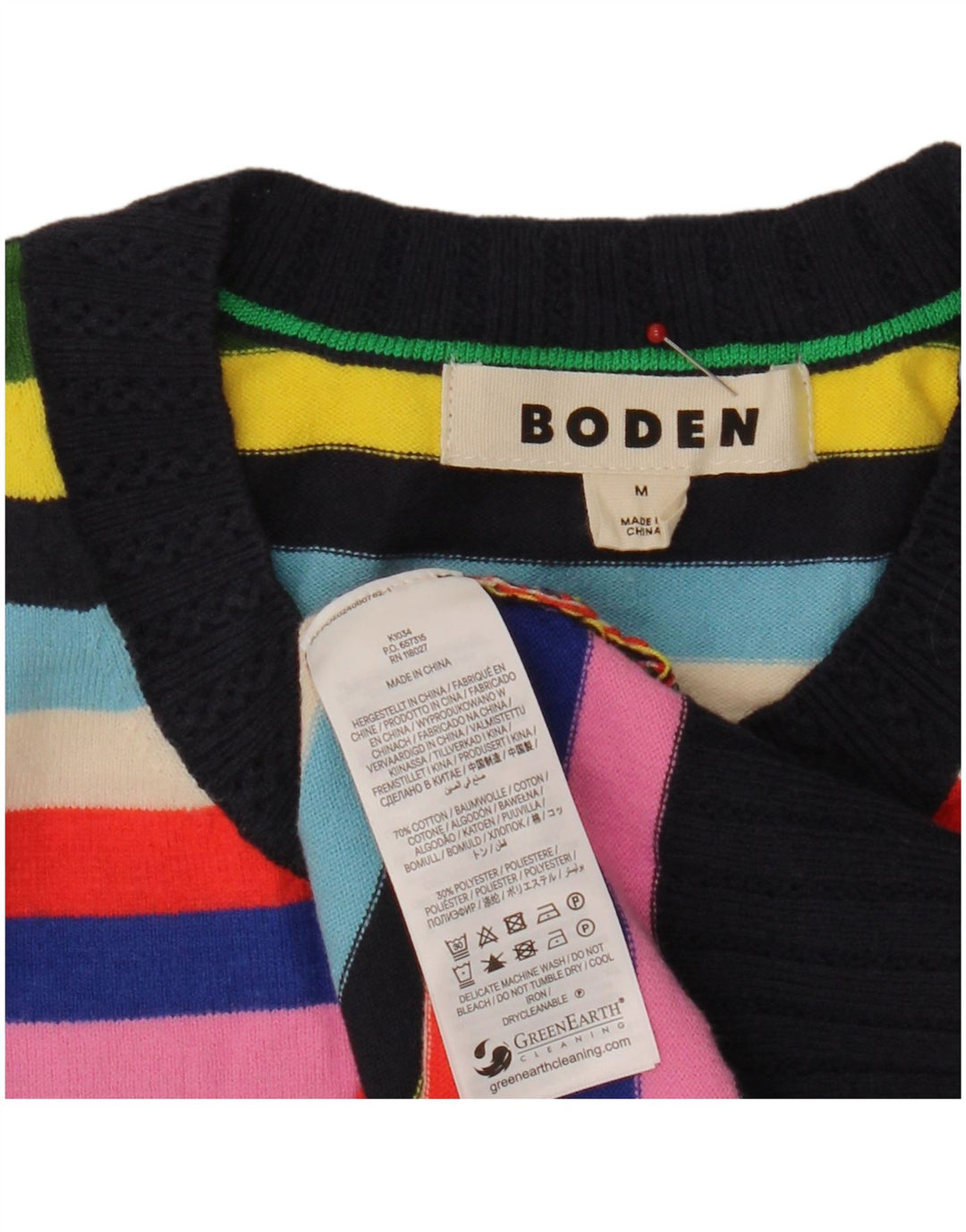 Boden Suéter tipo jersey con cuello redondo para mujer UK 44 Mediano Rayas multicolores