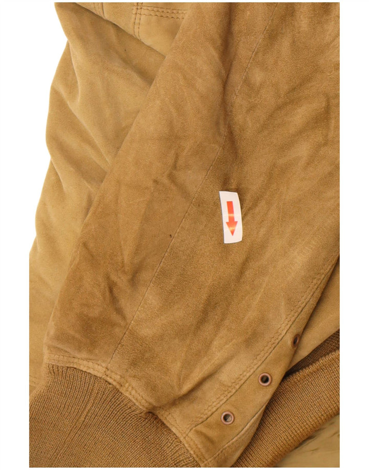 Gianni Versace Chaqueta bomber de ante holgada para mujer UK 38 Beige medio