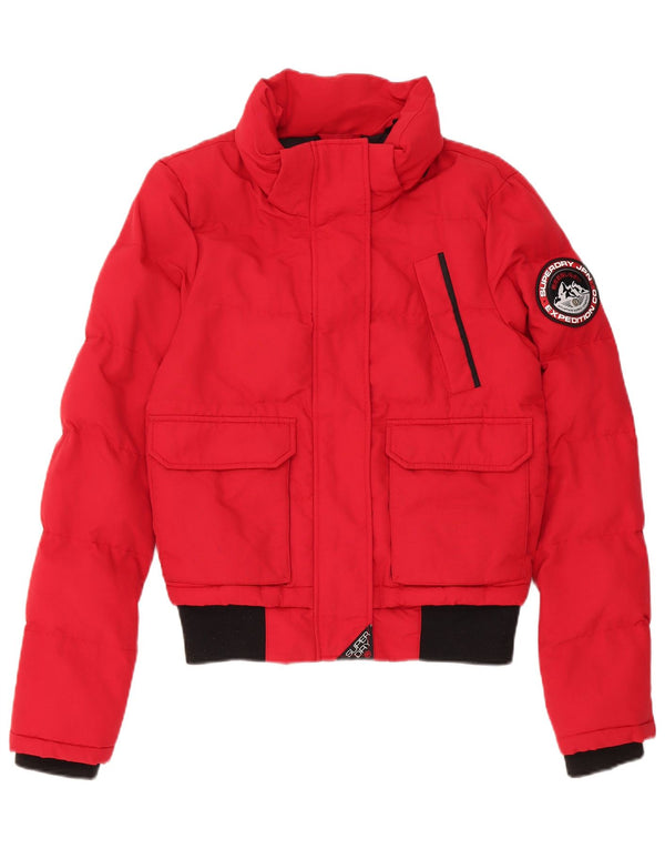 Superdry Chaqueta Acolchada Extragrande Para Mujer UK 8 Small Red Colourblock Nylon