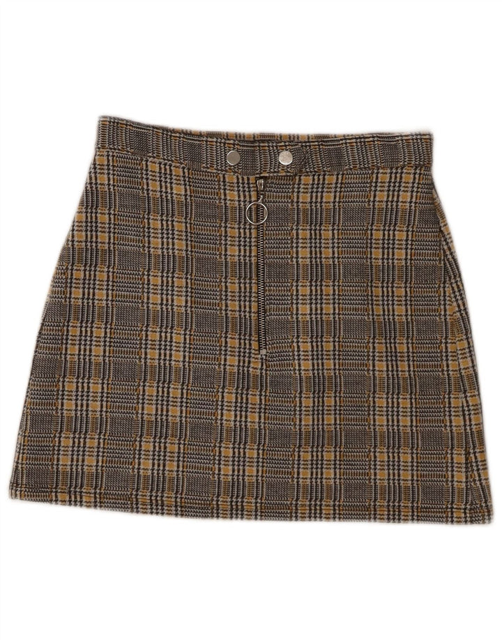 Topshop Minifalda para mujer UK 8 Small W28 Poliéster a cuadros gris