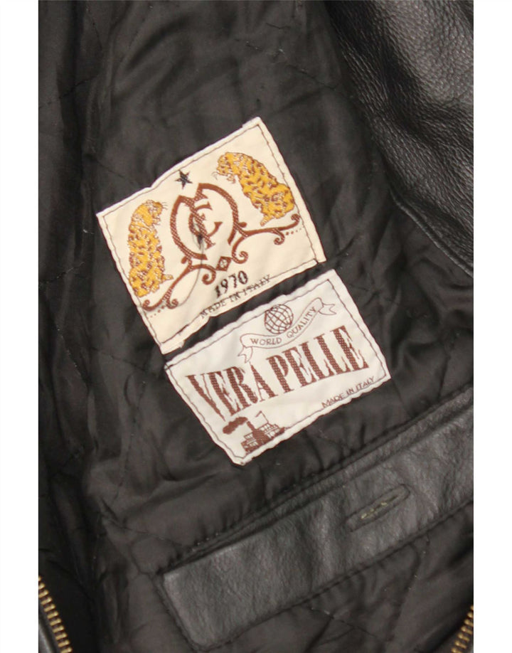 Vintage hombres chaqueta de cuero Reino Unido 36 pequeño negro