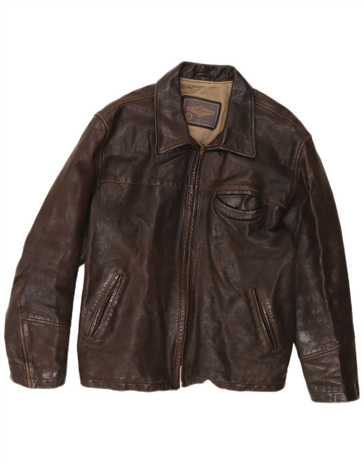 Alan Gordon Chaqueta de cuero para hombre UK 44 2XL Cuero marrón
