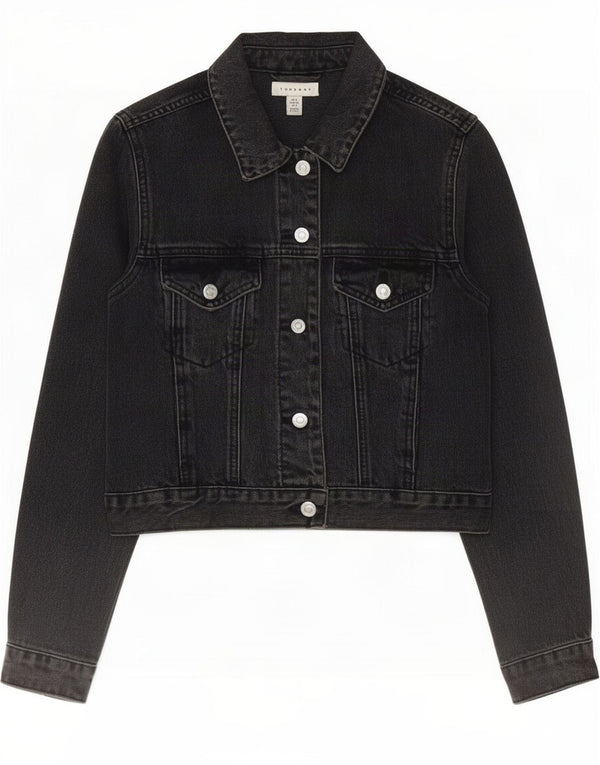 Topshop Chaqueta vaquera corta para mujer UK 8 Small Algodón negro
