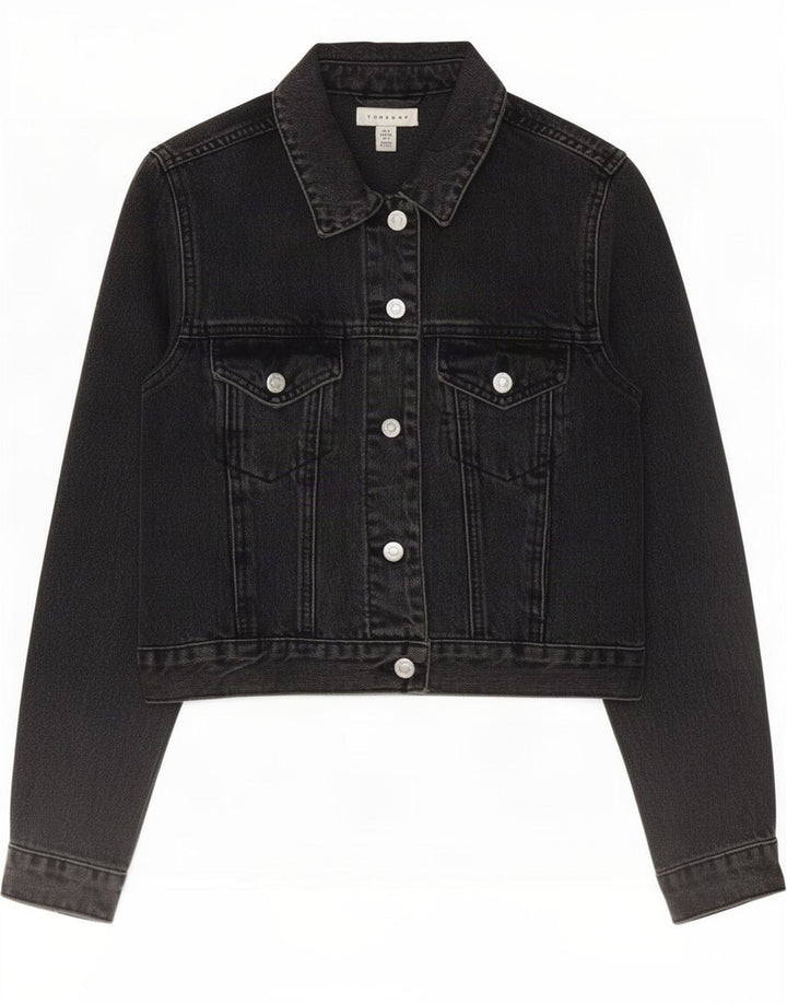 Topshop Chaqueta vaquera corta para mujer UK 8 Small Algodón negro