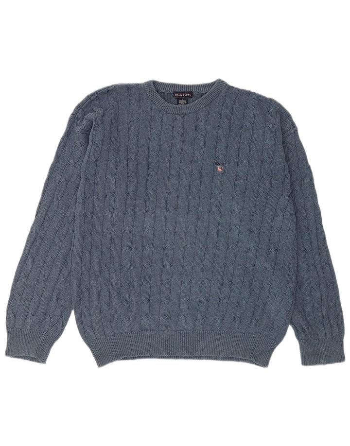 Gant Jersey De Cuello Redondo Para Hombre Jersey De Algodón Azul Grande