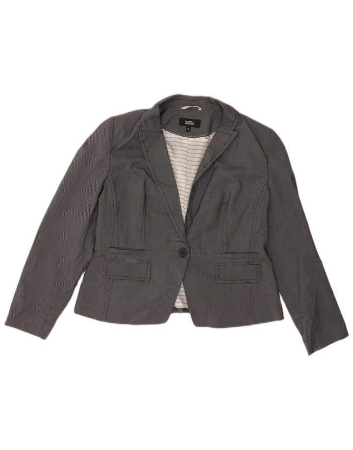 Marks & Spencer Chaqueta tipo blazer con 1 botón para mujer, Reino Unido 44, cuadros grises medianos