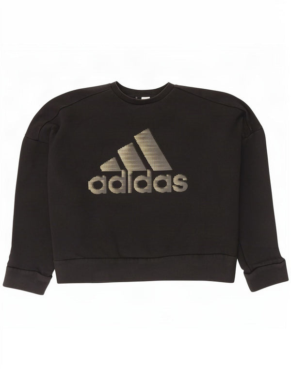 Adidas Sudadera de gran tamaño con gráfico para mujer UK 20/22 XL Algodón negro