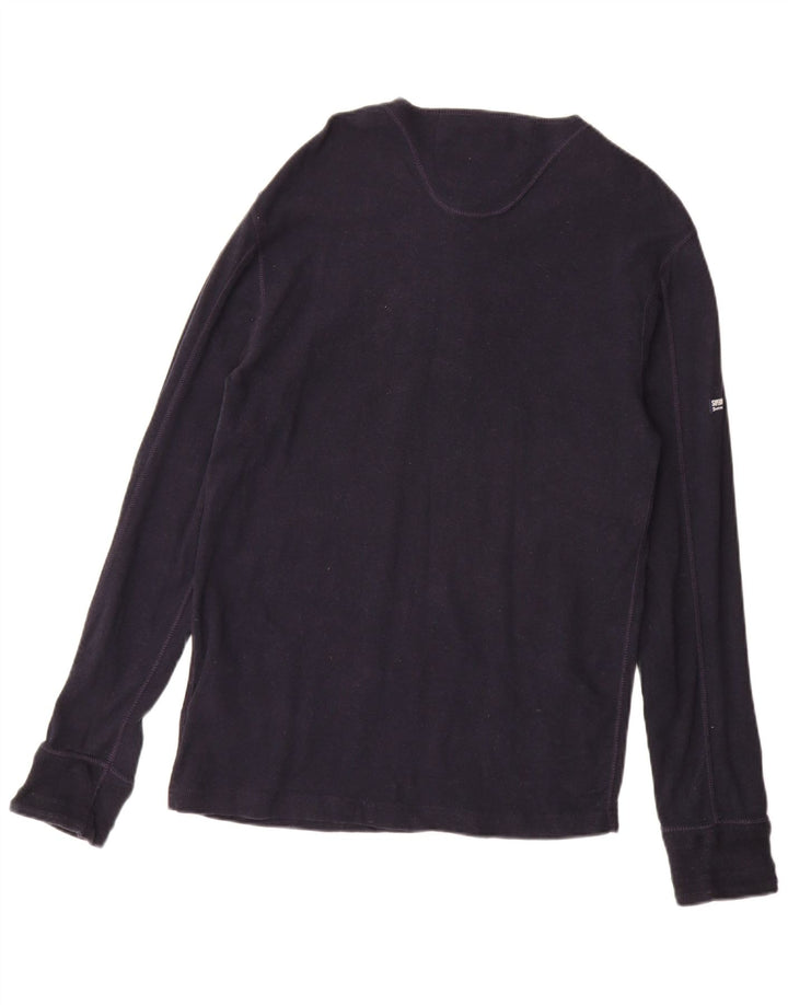 SUPERDRY Hombre Top Manga Larga 2XL Azul Marino Algodón