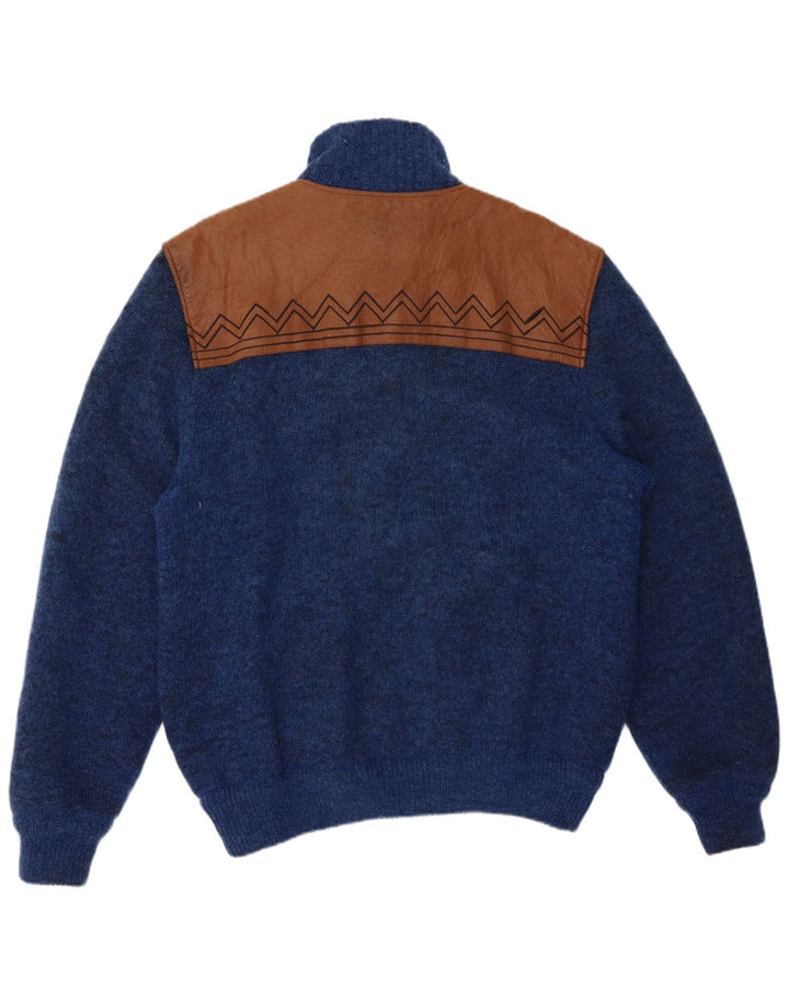 LAMBERS Cárdigan De Hombre De Lana Color Block Azul Grande