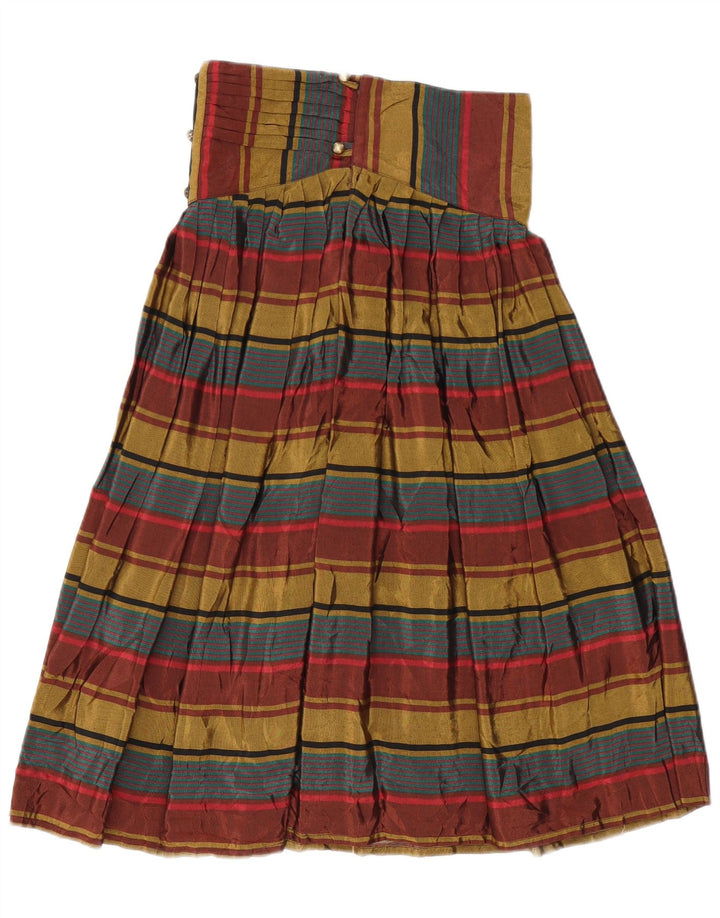 VINTAGE Maxi Falda Mujer W26 Pequeño Cuadro Multicolor