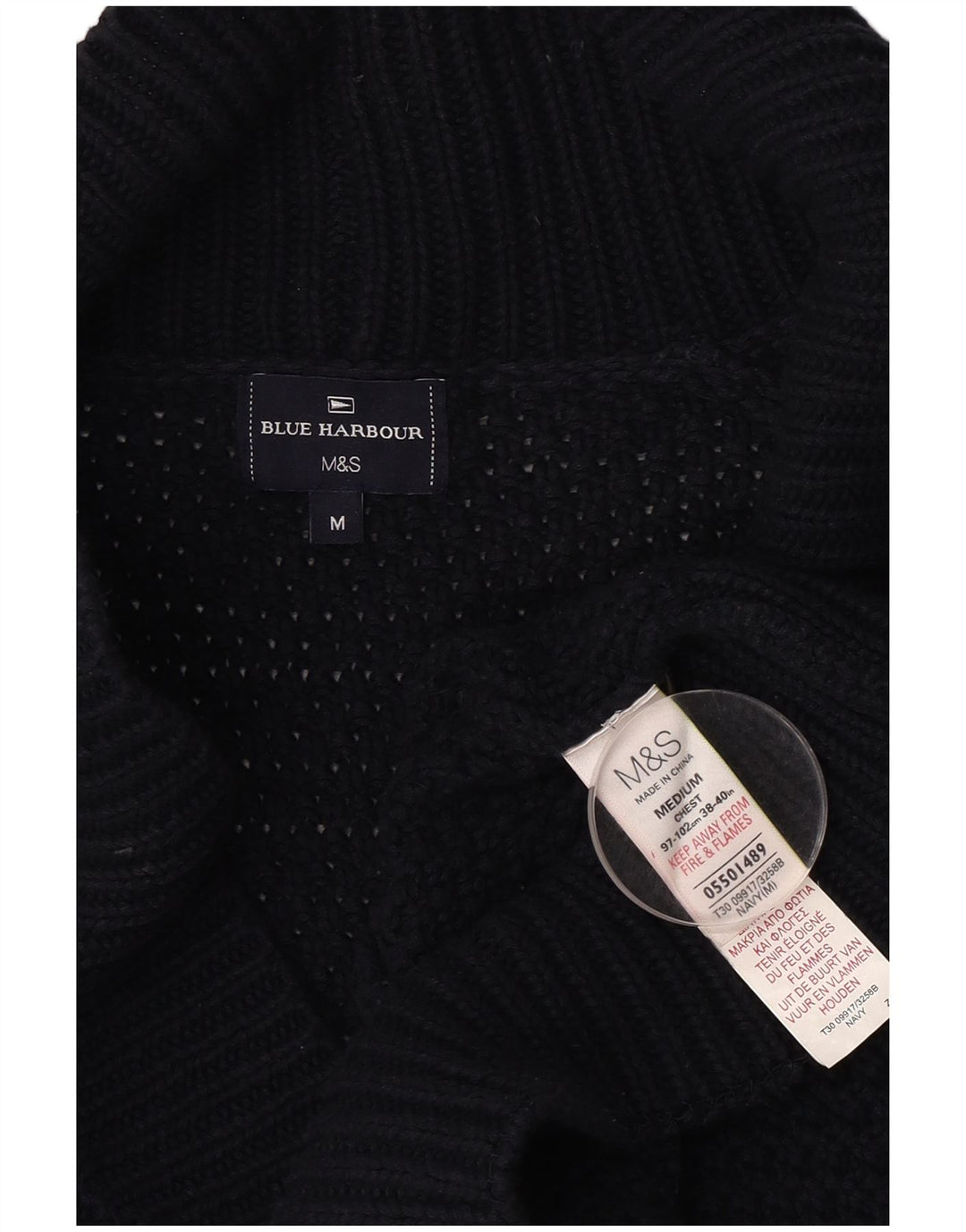 MARKS & SPENCER Suéter tipo cárdigan para hombre Algodón azul marino mediano