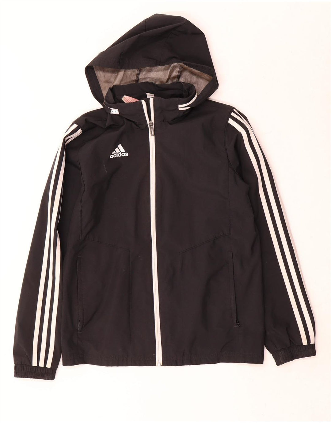 Adidas Chubasquero con capucha para niño 11-12 años Negro Poliéster