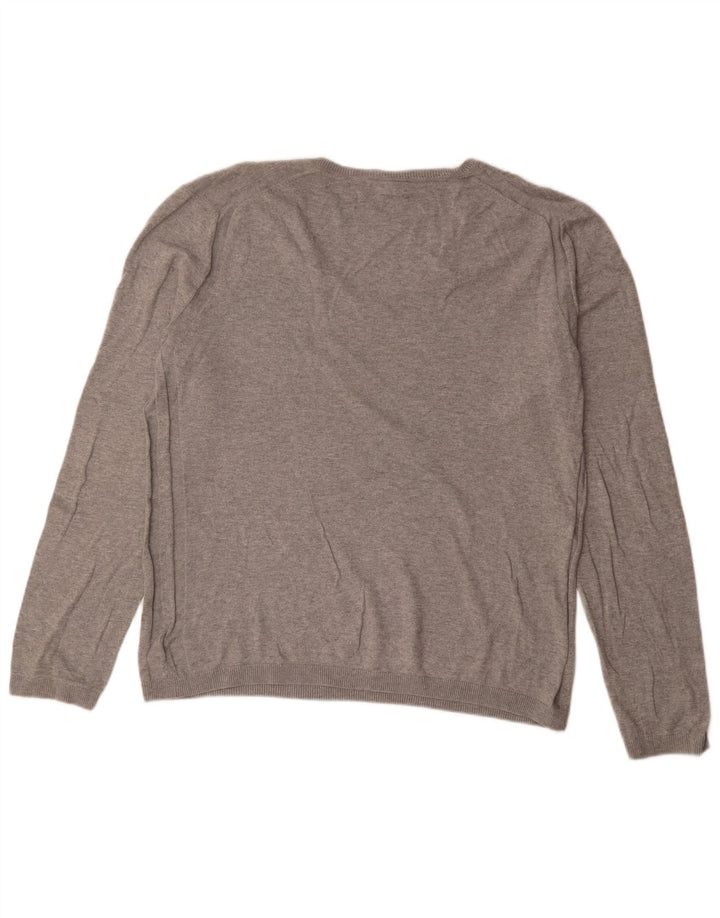 Gap Jersey con cuello en V para hombre, talla grande, algodón gris