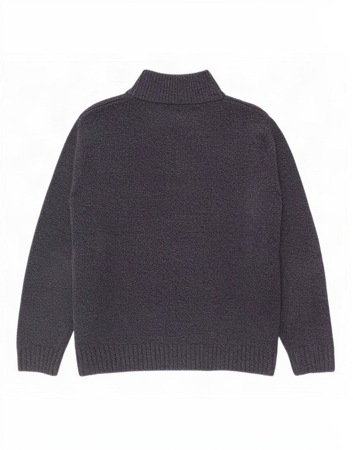 Marks & Spencer Jersey tipo jersey con cuello y botones para hombre, talla grande, moteado en azul marino