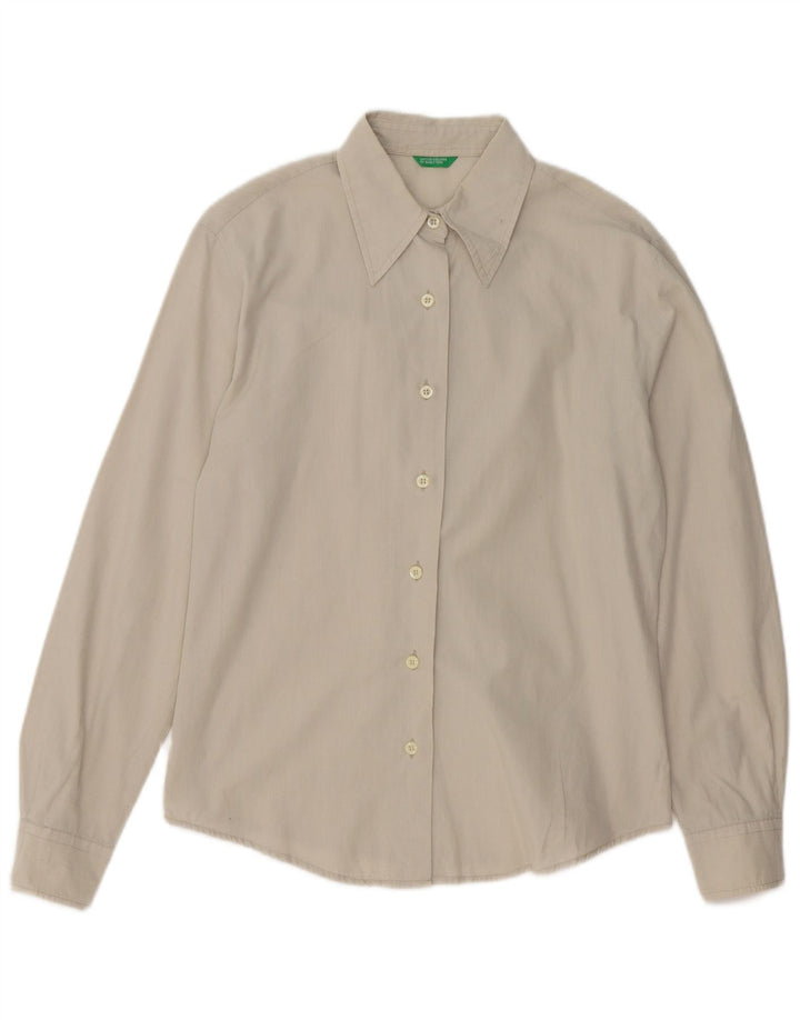 BENETTON Camisa Mujer UK 44 Gris Medio