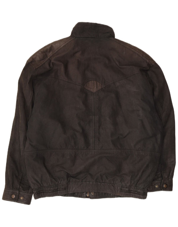 Chaqueta de cuero vintage para hombre EU 56 3XL cuero negro