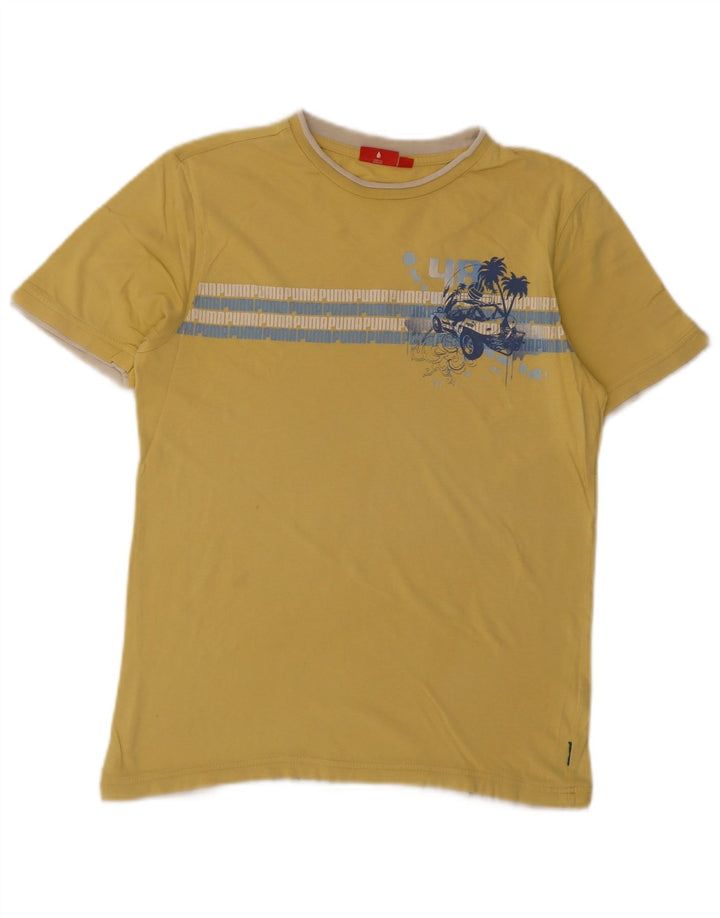 Puma - Camiseta gráfica para hombre, talla pequeña, color amarillo