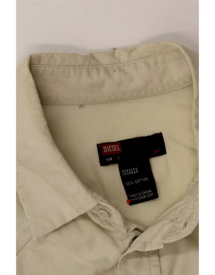 Diesel Hombre Camisa De Pana Grande Algodón Beige