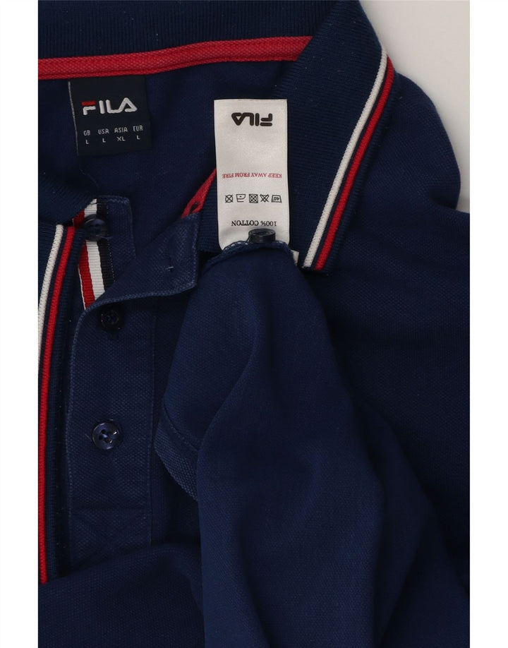 FILA Polo para hombre grande azul marino algodón