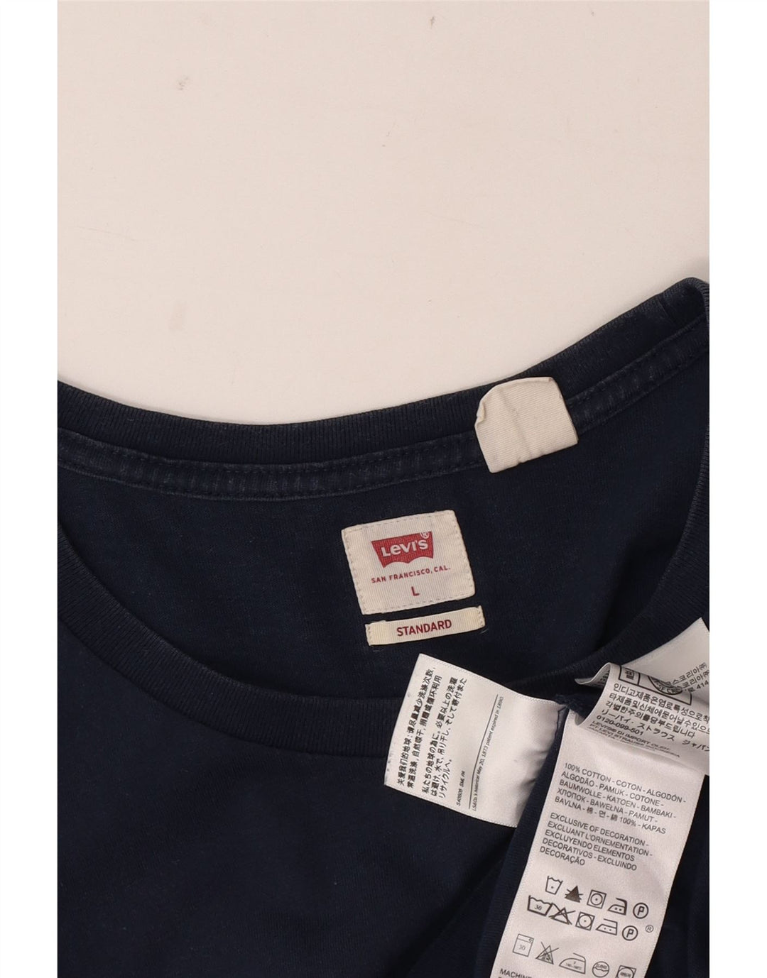 Levi's Camiseta estándar para hombre Top grande de algodón azul marino
