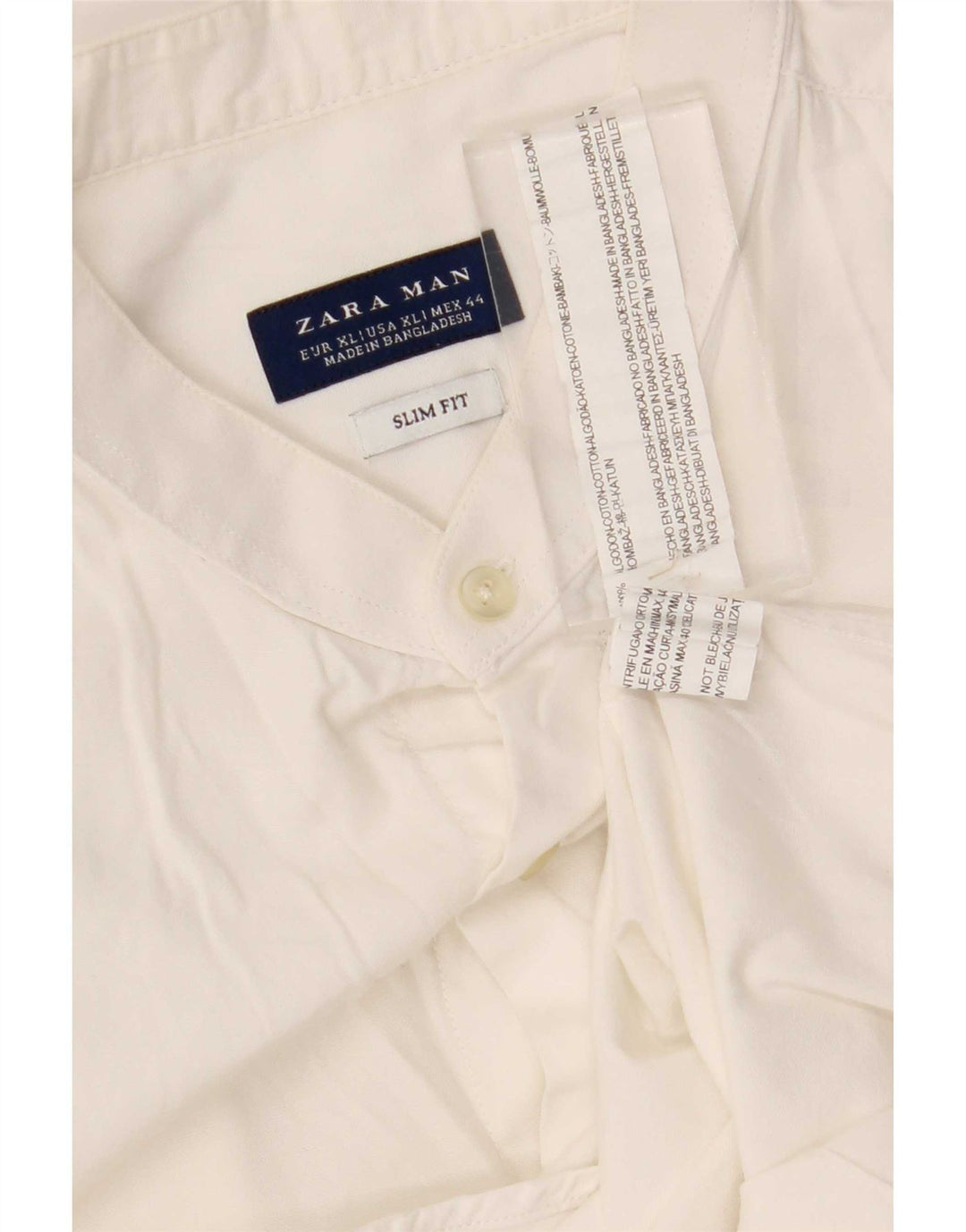 Zara Hombre Camisa Slim Fit XL Blanco Algodón
