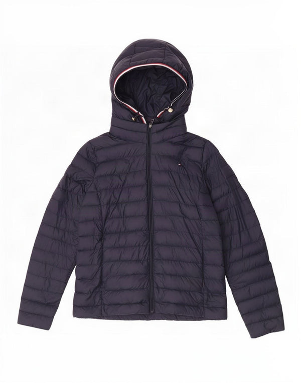 Tommy Hilfiger Chaqueta acolchada con capucha para mujer UK 6 XS Poliamida azul marino