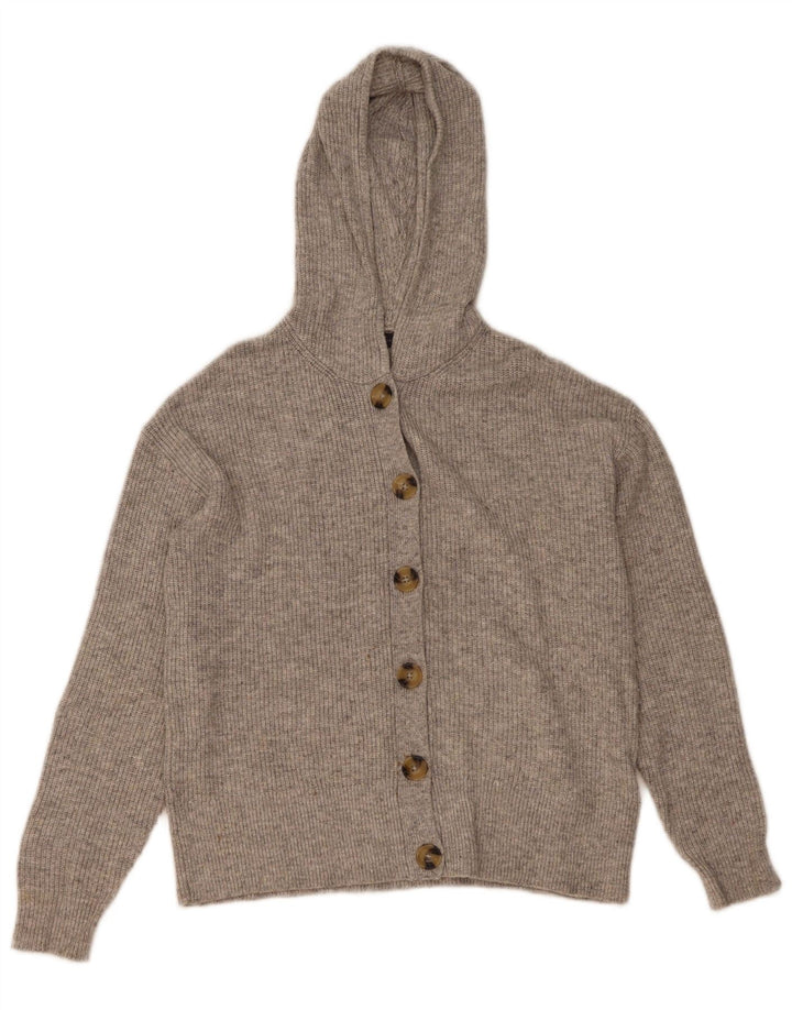 MARKS & SPENCER Suéter tipo cárdigan con capucha para mujer UK 14 Poliéster gris medio