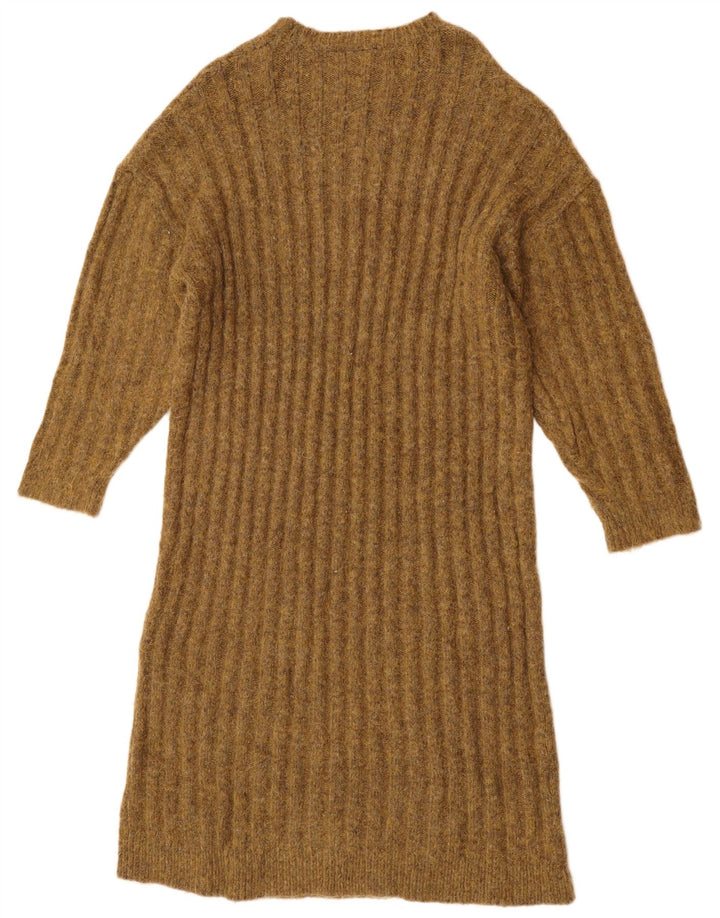 ZARA Vestido tipo jersey extragrande para mujer UK 44 Mediano Caqui Nylon