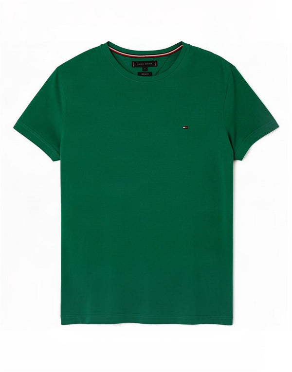 Tommy Hilfiger Hombre Camiseta Extra Slim Top Grande Algodón Verde