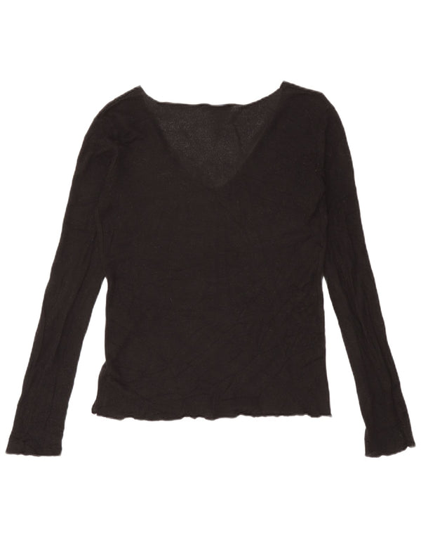Zara Mujer Top Manga Larga UK 40 Small Negro