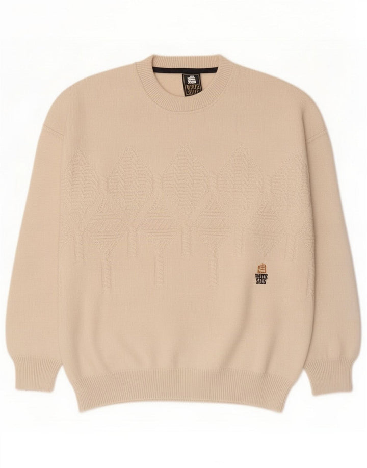 Jersey con cuello redondo para hombre White Sails, color beige medio, geométrico