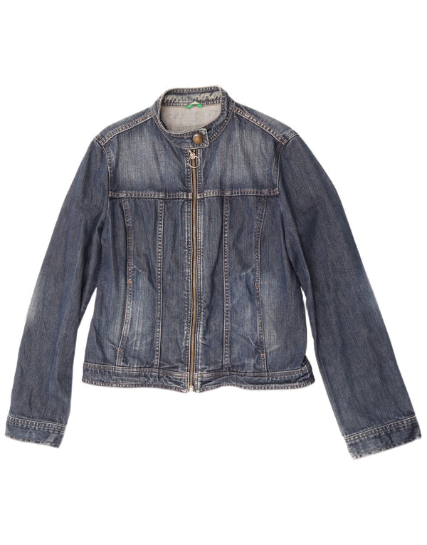 Benetton Chaqueta Vaquera Mujer UK 46 Grande Algodón Azul