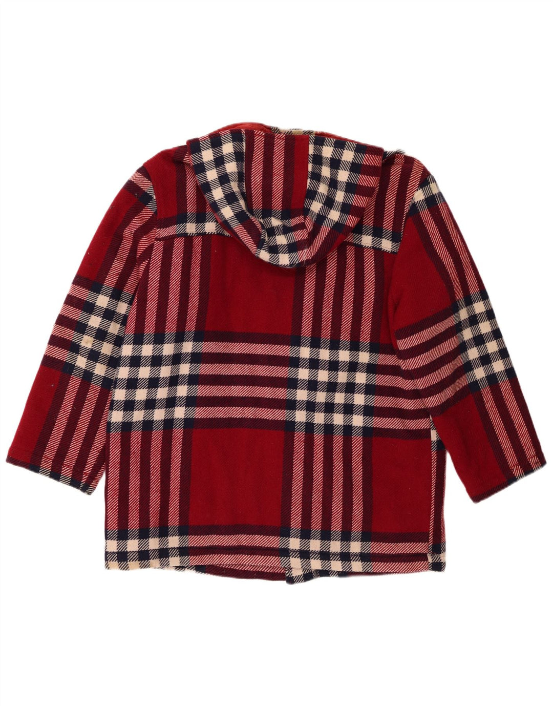 BENETTON Abrigo con capucha para mujer UK 18 XL Lana a cuadros rojos