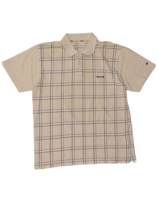 Polo Ellesse Hombre De Algodón A Cuadros Blanco Mediano